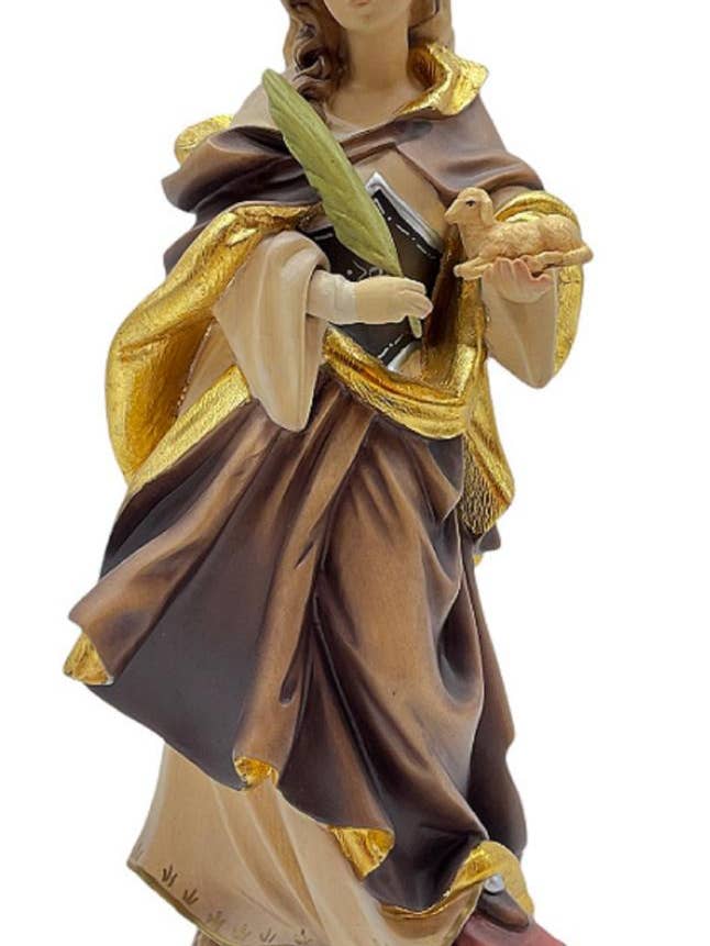 Santa Inés esculpida con cordero en madera 8552 para venta al por mayor de Dolfi