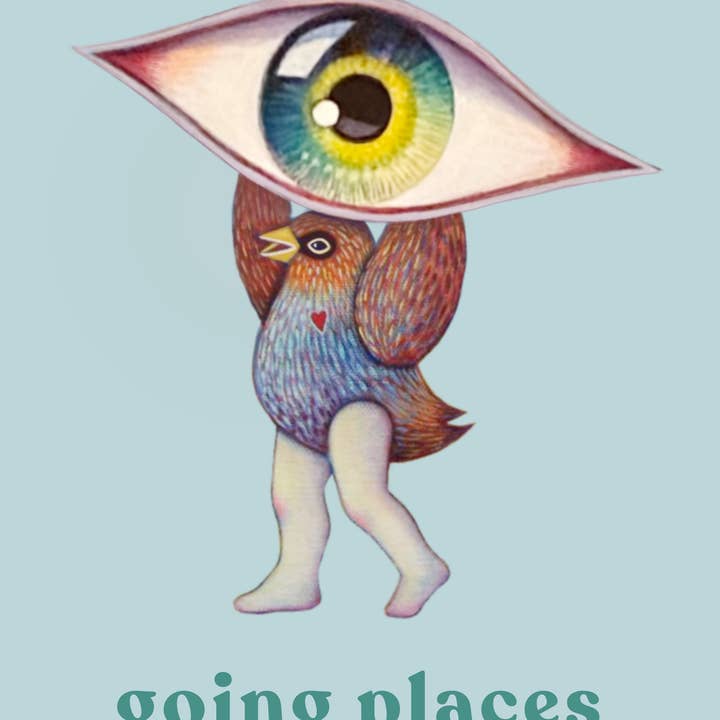 Isabelle Bryer Art - Wholesale Gewone wenskaart - Going Places Kaart – A7 Formaat Surrealistische Vogelwezen Kunstkaart1