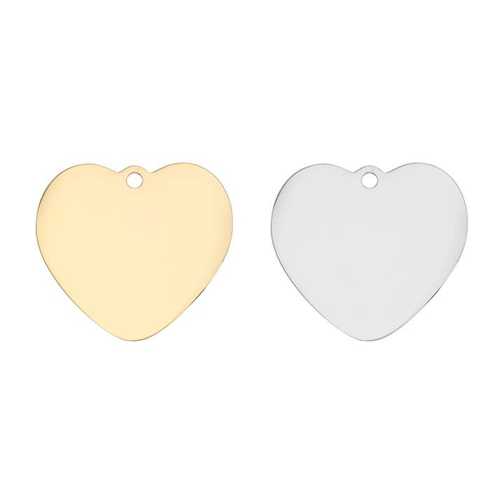 WJW - Wholesale Pet Identification Tag - Cat/Dog - 18K Gold PVD Stainless Steel Heart Pet Tag / PDL0131