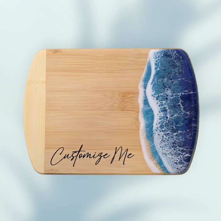 Gulf Coast Custom - Wholesale Cutting Board - Miniature Bamboo Ocean Resin Art Board with Name Drop3