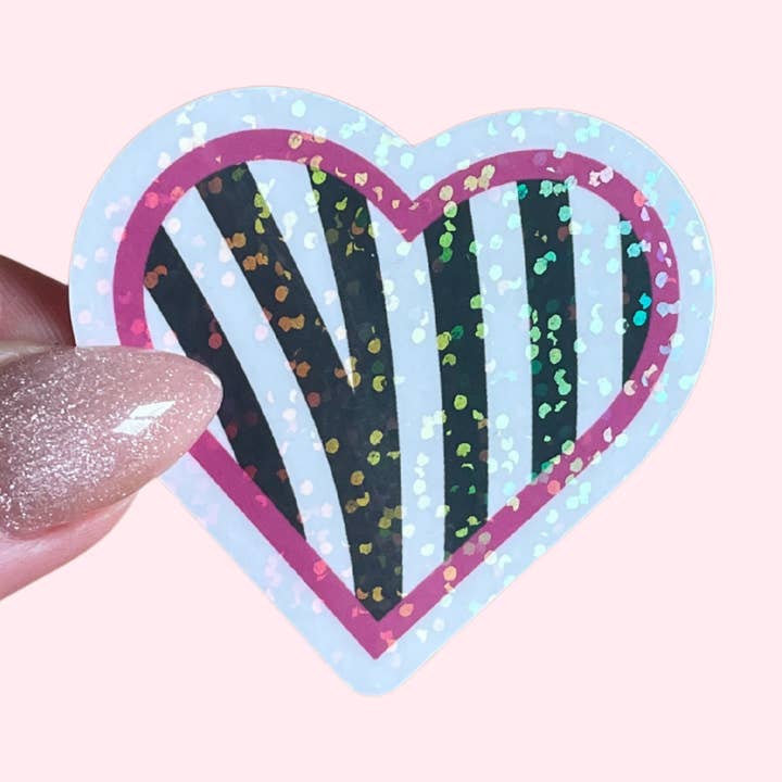 Adesivo - Cuore zebrato con bordo bianco per la vendita all'ingrosso da parte di Atelier Naholi