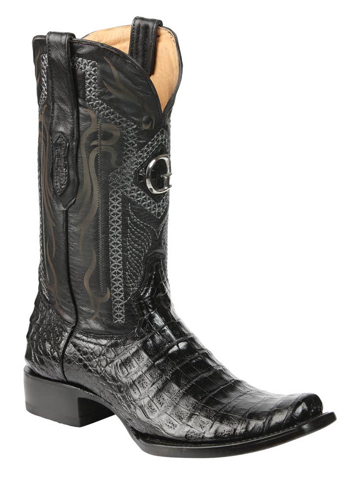 El General Men's Exotic Caiman Belly Cowboy Boots Black for wholesale by Conejo Western Wear