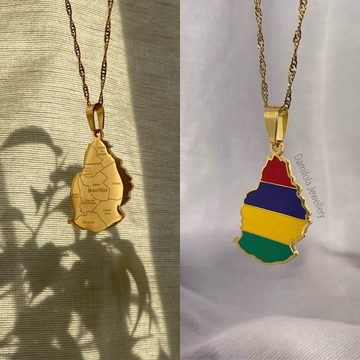 Mauritius Flaggenkarten-Halskette - 2 Stile für den Großhandel von Damilola Jewellery