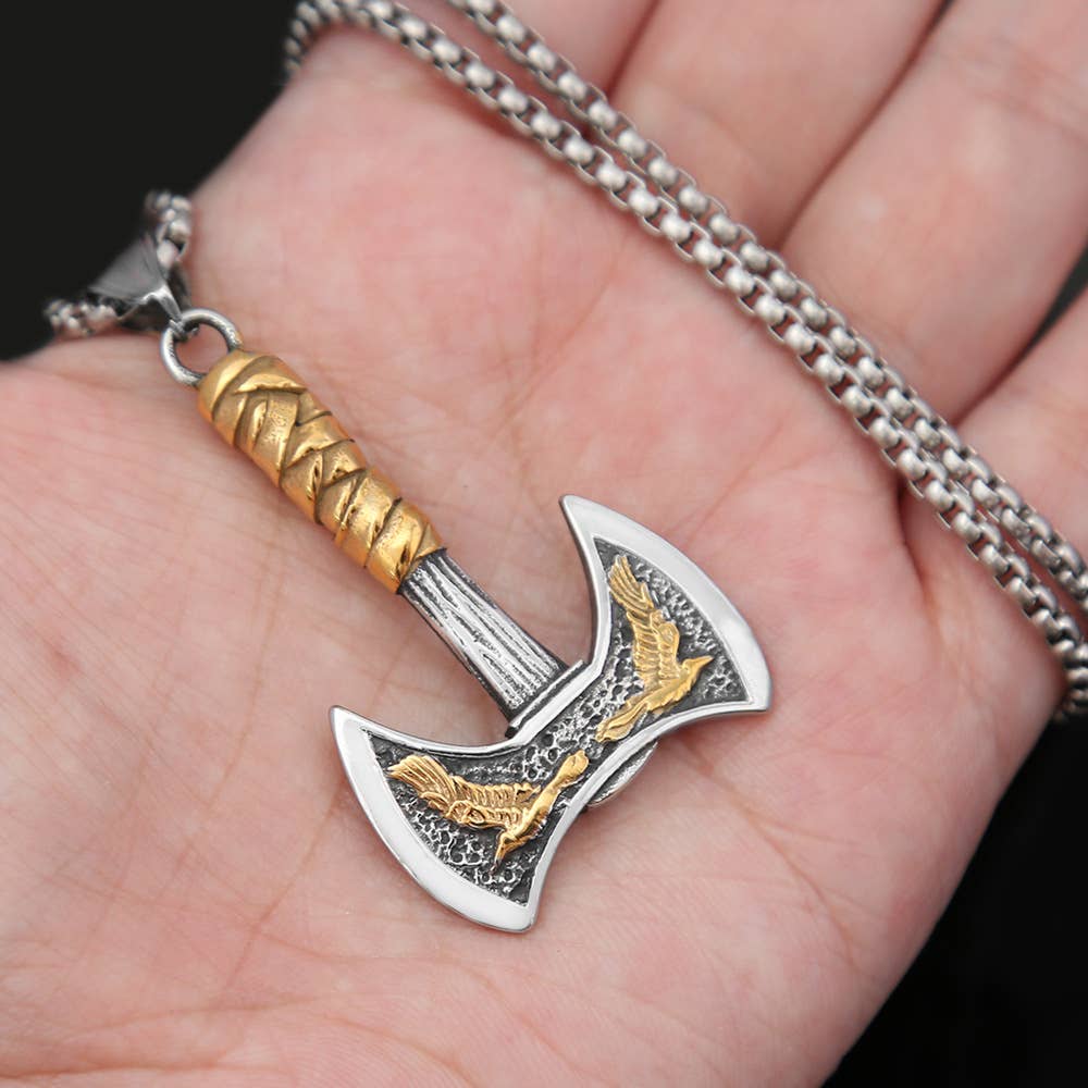 Gemcohub - Wholesale Pendant/Charm Necklace - Viking Style Crow Ax Necklace1