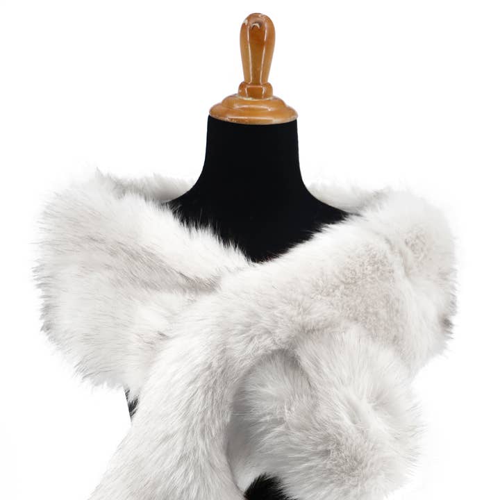 Western Fashion - Wholesale Wrap - Women's - Flapper faux fur stole wrap - Beige1