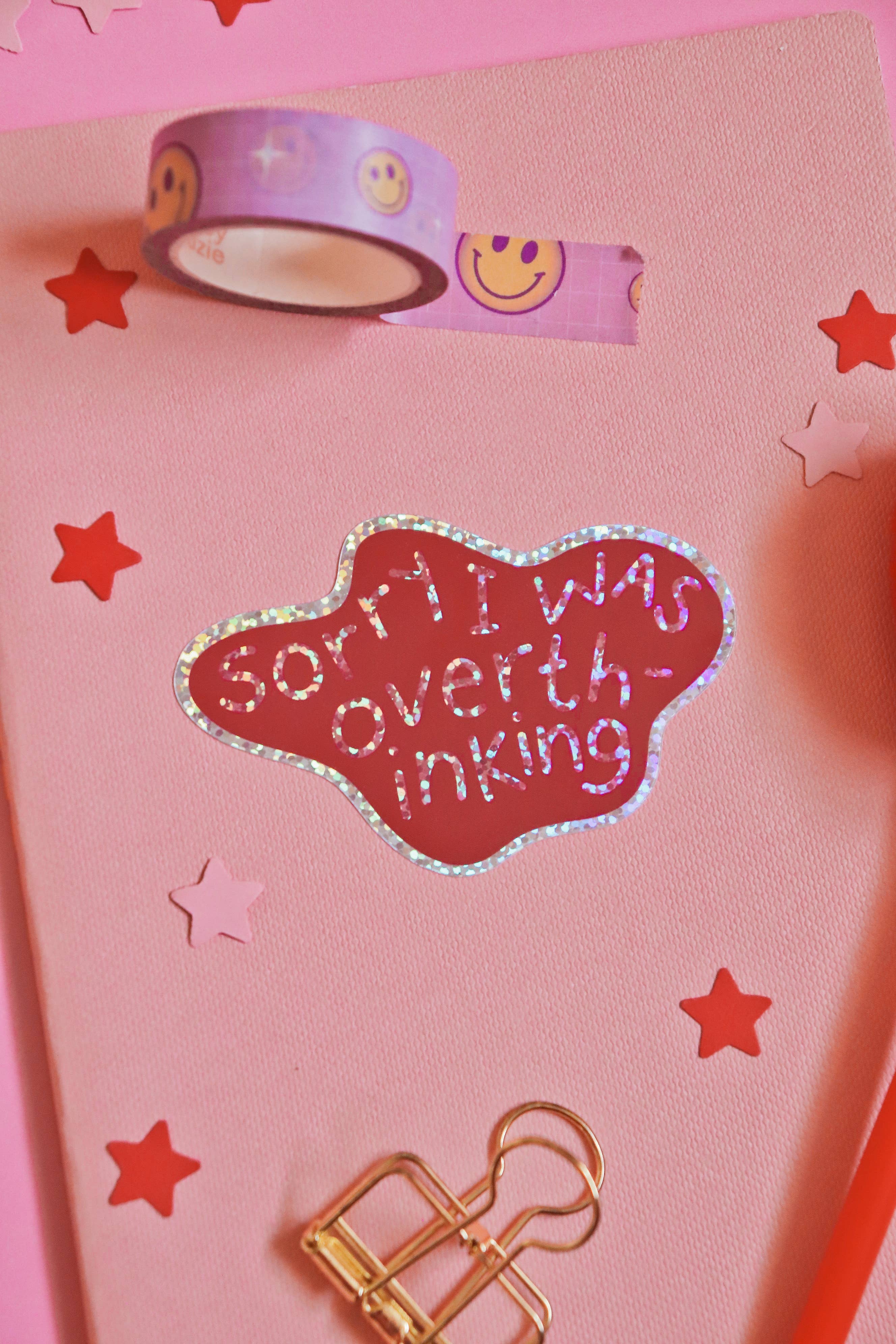 Day Dreamer Studios - Vente Autocollant - Sorry I Was Overthinking | Autocollant brillant imperméable à paillettes8