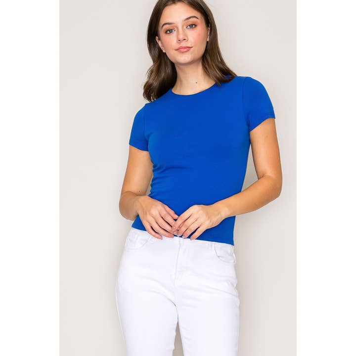 Double Layer Crew Neck Short Sleeve Cotton Tee for wholesale by Popular 21