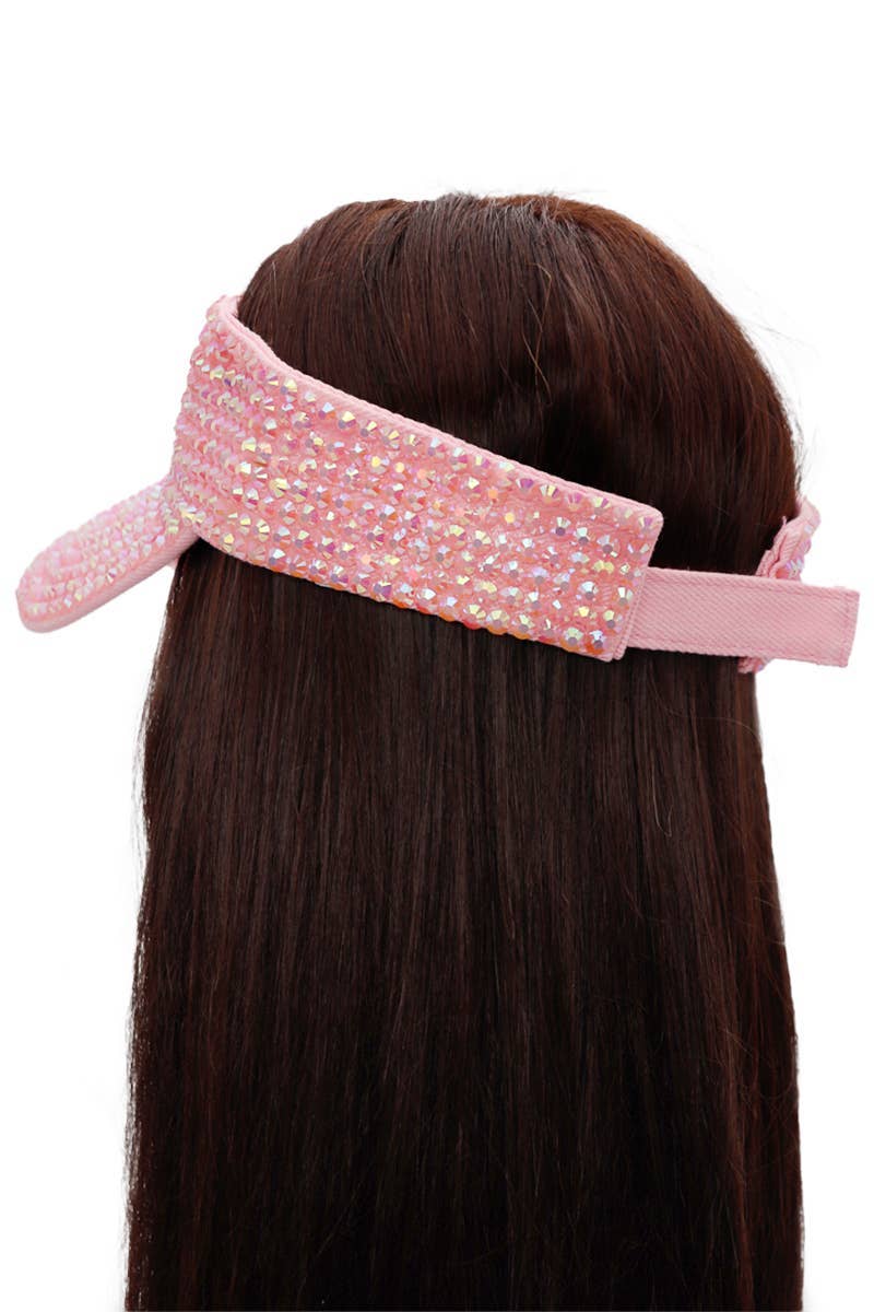 Cap Zone - Wholesale Visor - Women's - Full Bling Rhinestone Acrylic Velcro Visor8