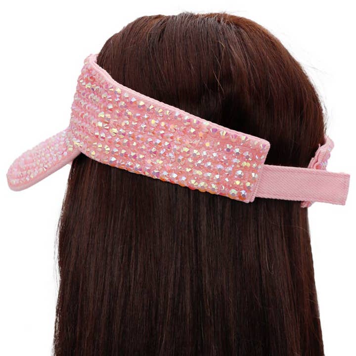 Cap Zone - Vendita all'ingrosso Visiera - Donna - Visiera in acrilico con strass e velcro completa di bling8
