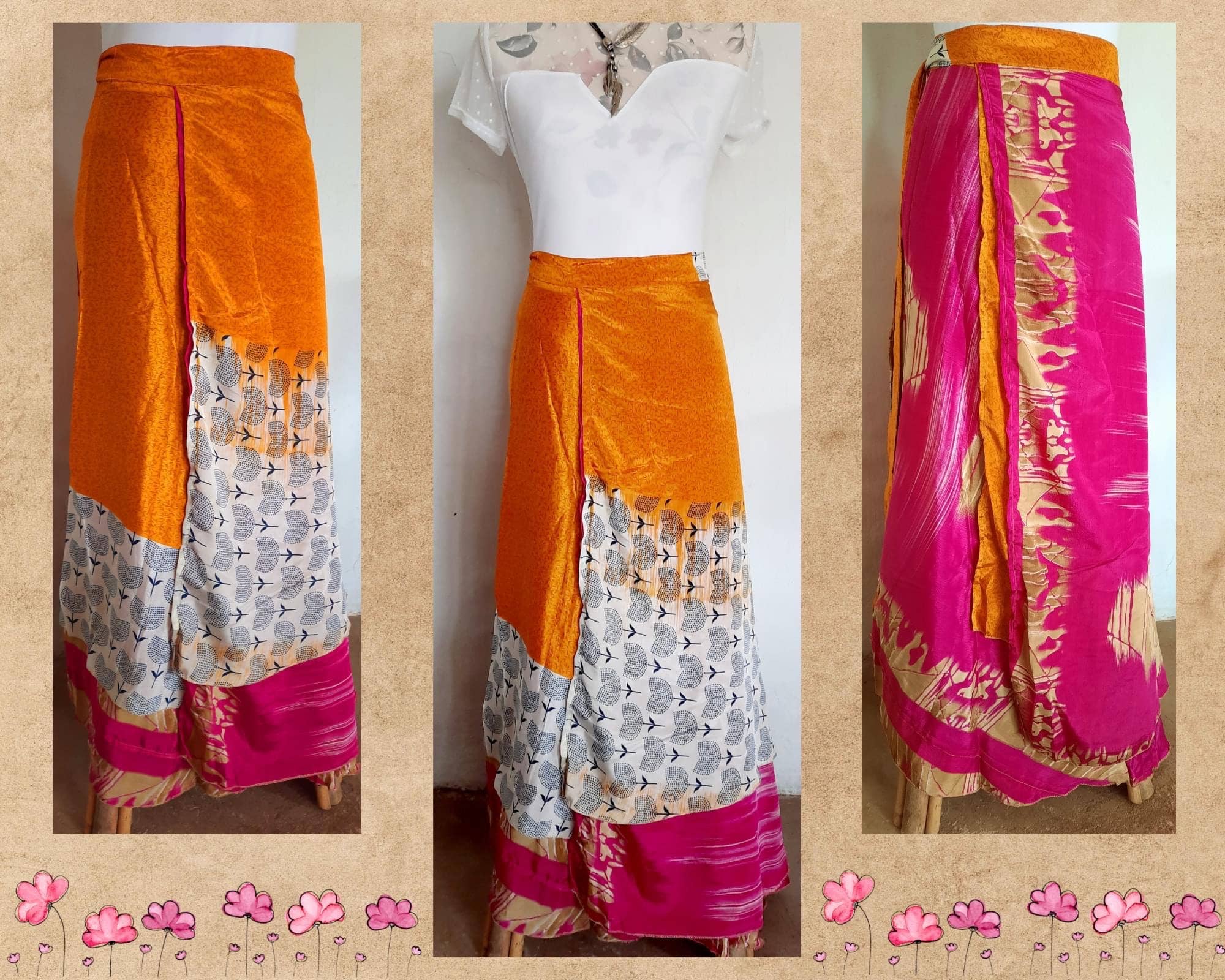 Meghcraft – wholesale Skirt – Women’s – Indian Vintage Silk Sari Wrap Skirt-Magic Wrap around skirt7