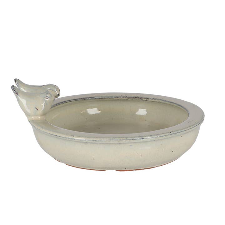 Esschert Design USA - Wholesale Bird Bath - Bird Bath w/Two Birds, Ceramic, White/Green/Teal, 3 Asst.1