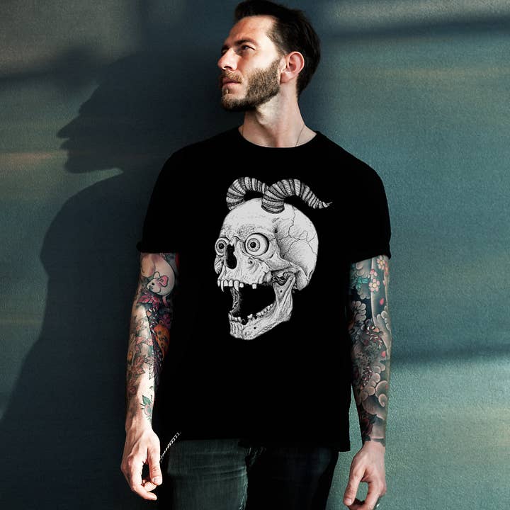 Hannah Kate Makes – wholesale T-shirt (graphic) – unisex – Screaming Skull T-shirt - Black - 100% Cotton - Reg/Fitted3