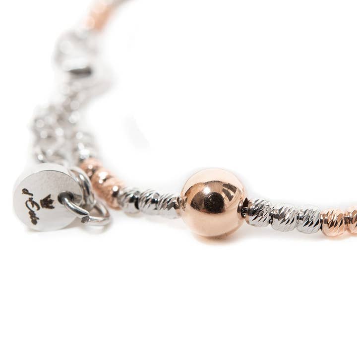 d'Este - Wholesale Charm/Dangle Bracelet - Silver Bracelet with Rose Gold Beads1