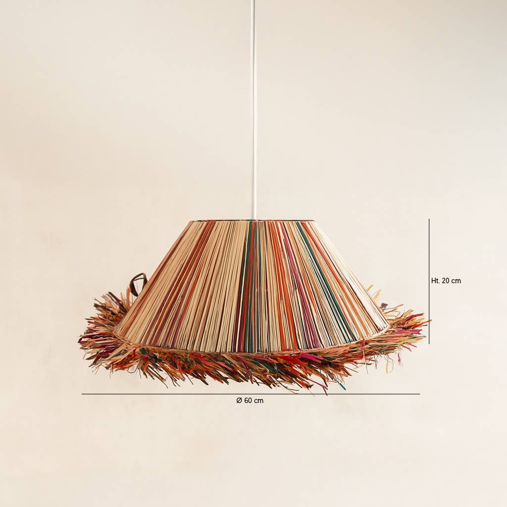 Now's Home - Wholesale Chandelier/Hanging Light - PENDANT IN COLORED NATURAL RAFFIA WITH FRINGE D60XH20 JOLO4