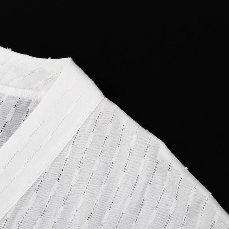 White Jacquard Weave Waisted Kimono Two Piece Set for wholesale on Faire6