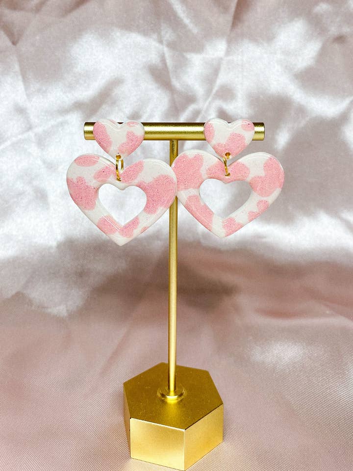 Glitter Cow Print Hearts for wholesale by Floreciste