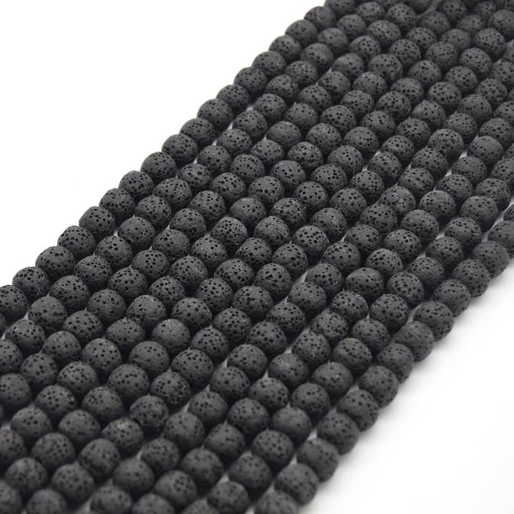 Lava Beads | Black Round Diffuser Beads - 6mm 8mm 10mm 12mm 14mm 16mm 18mm 20mm Available for wholesale by Only Beads