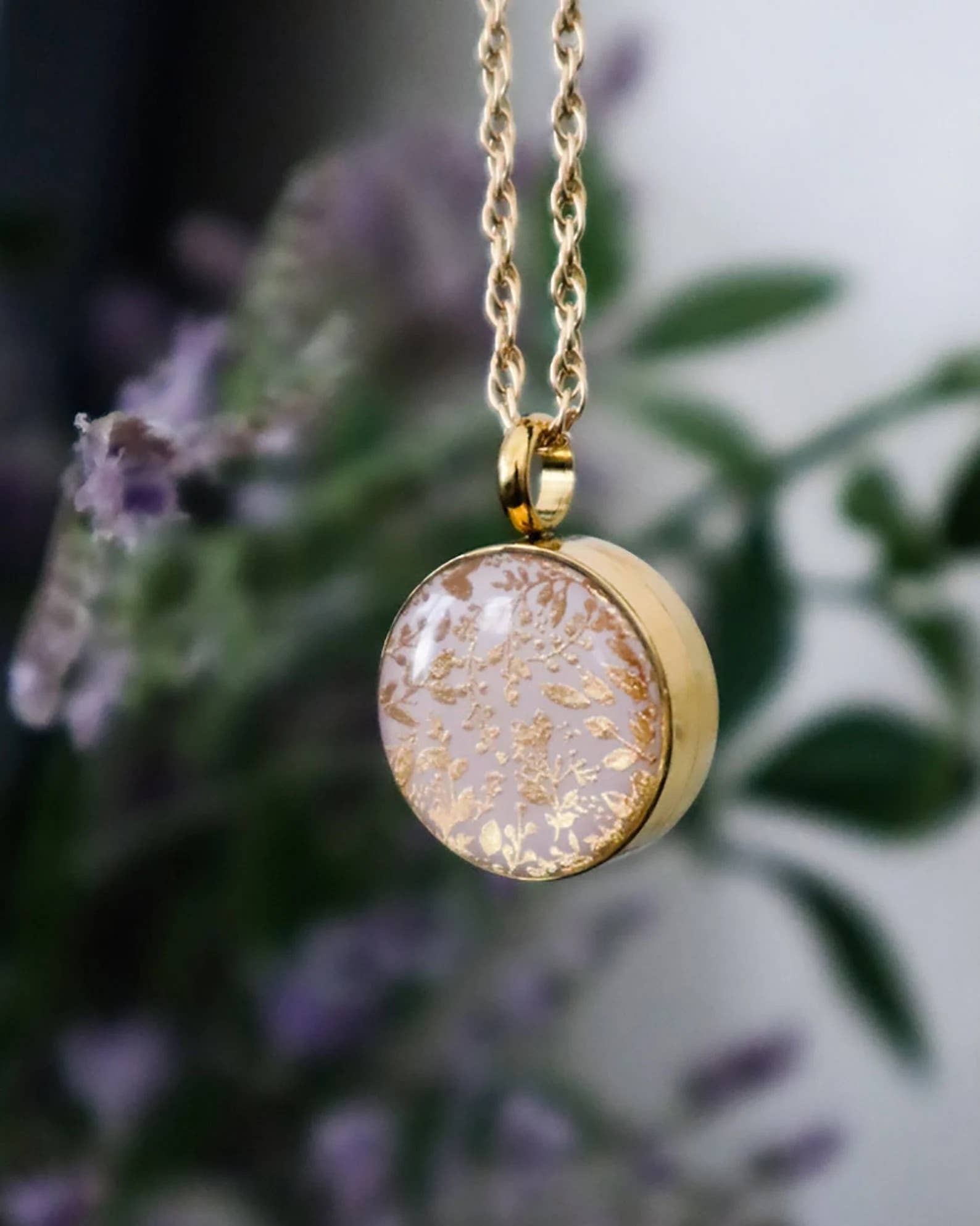 The Blooming Thread - Wholesale Locket Necklace - Gold Leaf Capsule Locket - Keepsake Memorial0