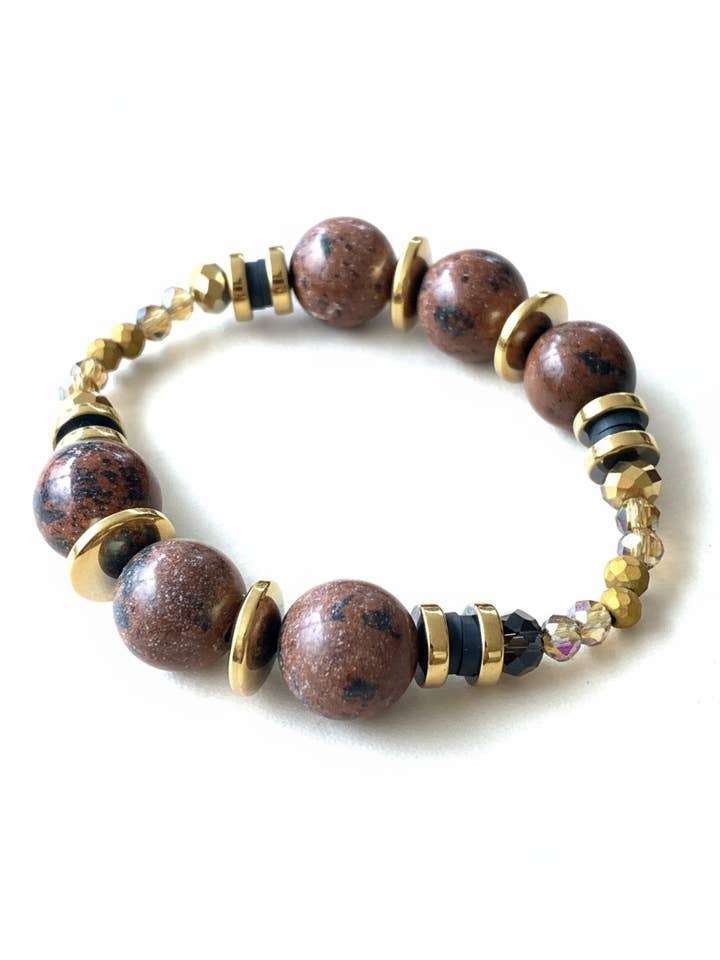 BDLB16 - Semi precious Gem stone and crystal bracelet for wholesale by Gist Jewellery