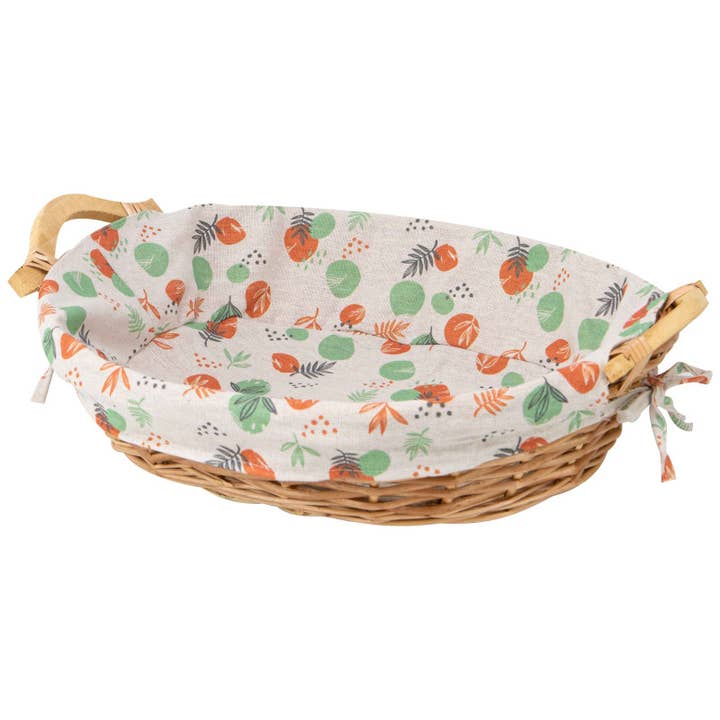 Canyon ovale mand van rieten en stof 46x36x12 cm voor wholesale door Deffrennes