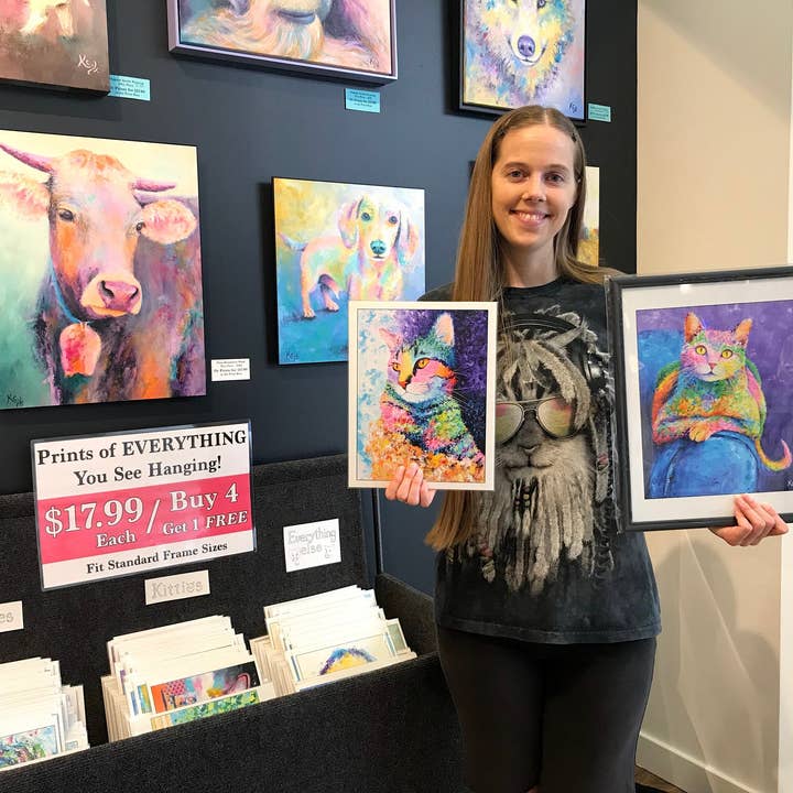 Krystle Cole Fine Art - Wholesale Art Print - Cat Art Print - Rainbow Tabby5