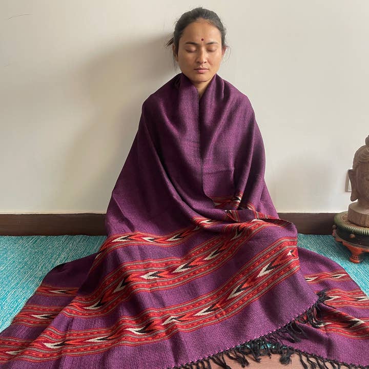 Green Frog India – wholesale Prydnadsfilt – Handvävd Himalaya Pure Wool Yoga- och Meditationsfilt4