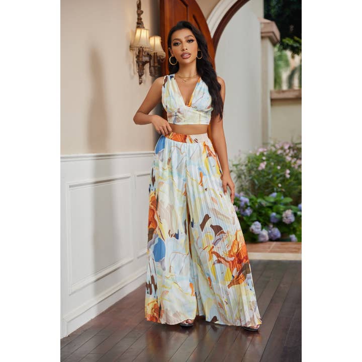 Floral Matching Pants Set for wholesale by Chicways