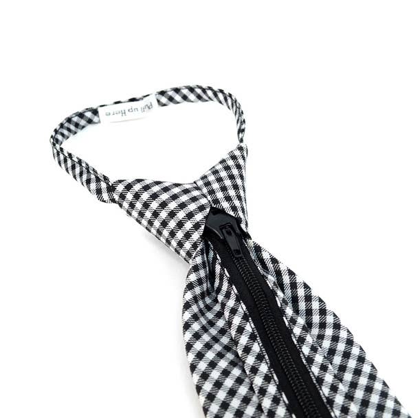 Selini New York - Wholesale Necktie - Men's - Men's Black Checkered Zipper Tie2