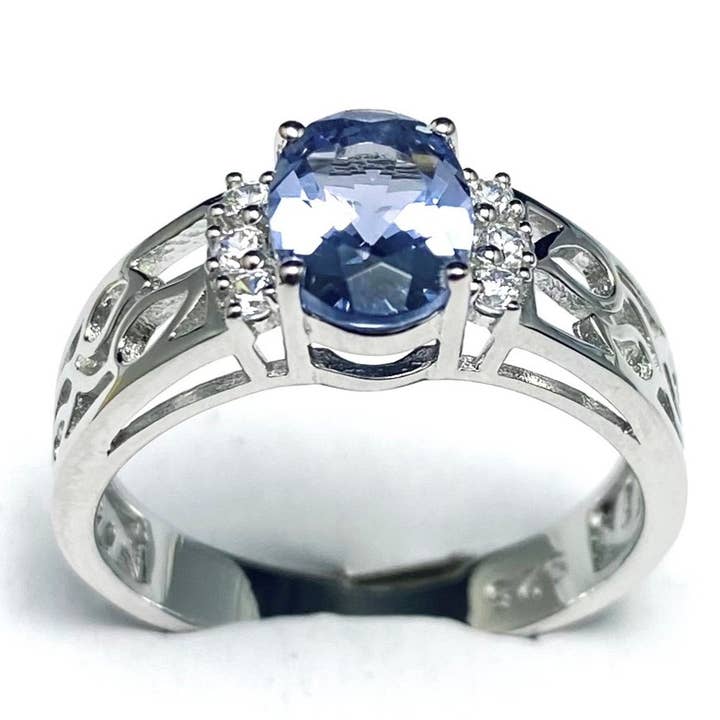 Filigree Helenite Sterling Silver Ring Purple Twilight for wholesale by Twan Kee Jewelry