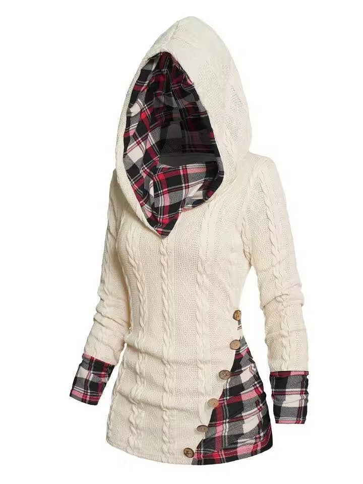 Hooded Pit Strip Button-Block Colour-Block Sweatshirt for wholesale by HIDDENBRAND