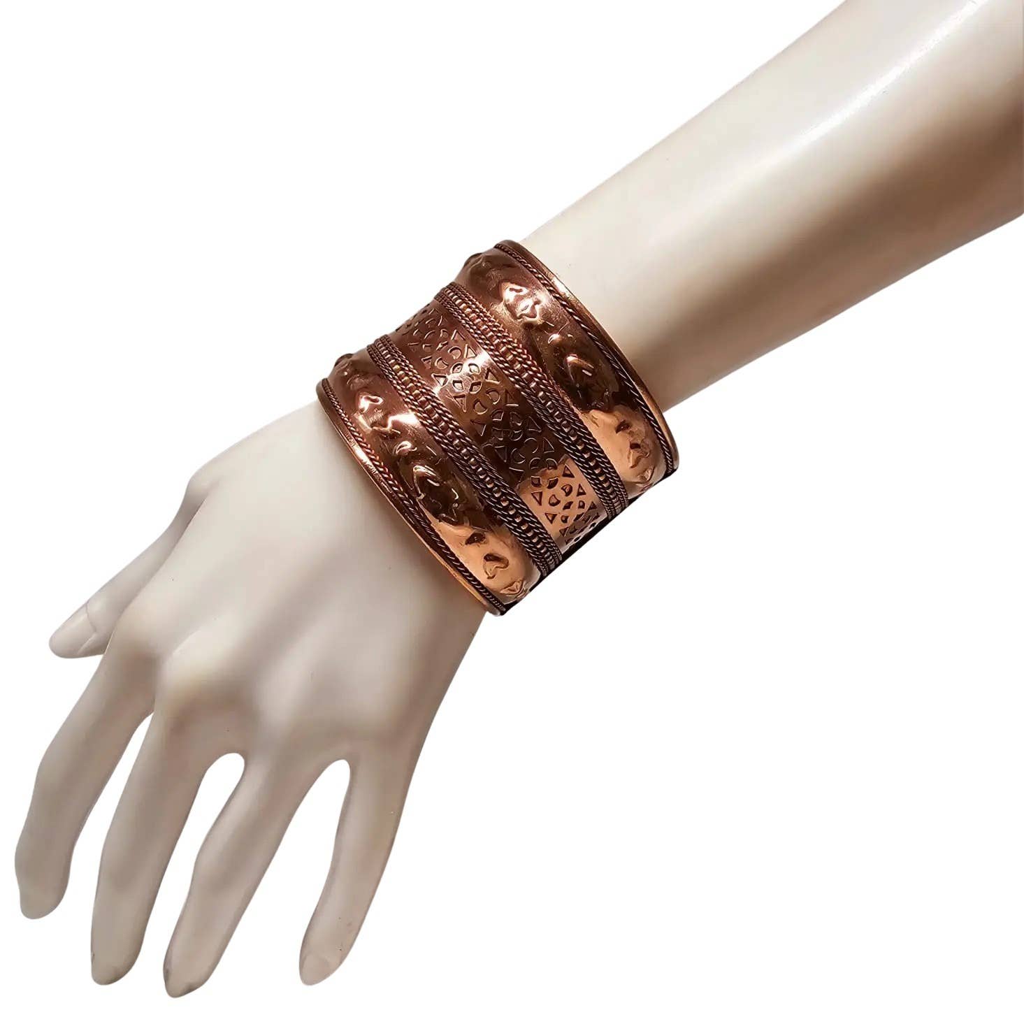 Treasure Jewelry - Wholesale Cuff Bracelet - Intricately Etched Copper Cuff Bracelet1