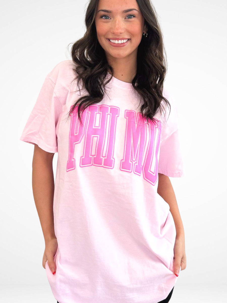 Duo Threads - Wholesale Screen Printed T-Shirt - Women's - Sorority Varsity Arch Puff Tee 15