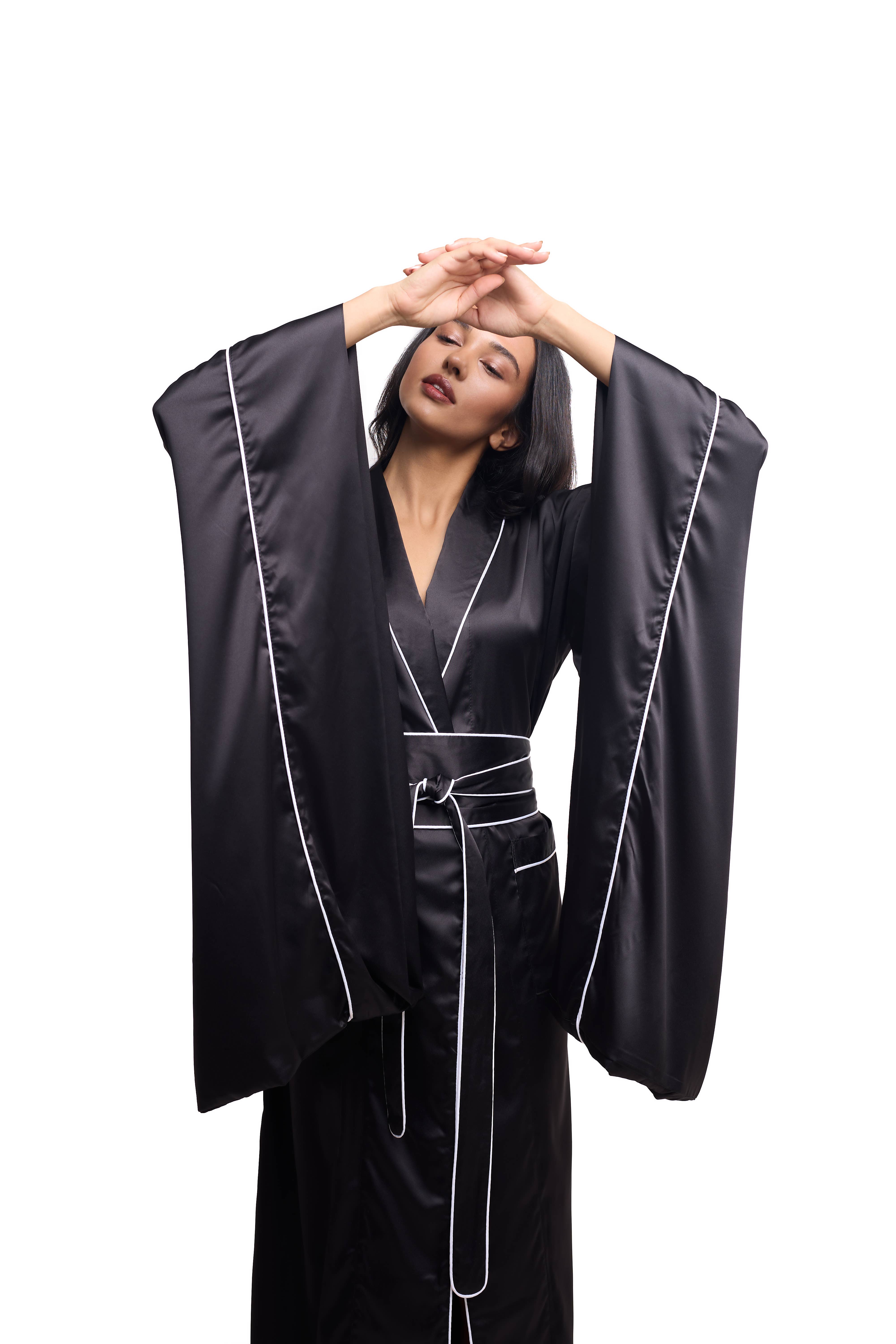 IDENTITY LINGERIE - Wholesale Robe - Women's - 100% Silk Kimono, Silk Dressing Gown, 19 Momme Silk Robe0