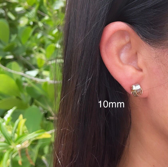 Milie – wholesale Stud/post earrings – 18k GF Tri Color Love Knot Stud Earrings8