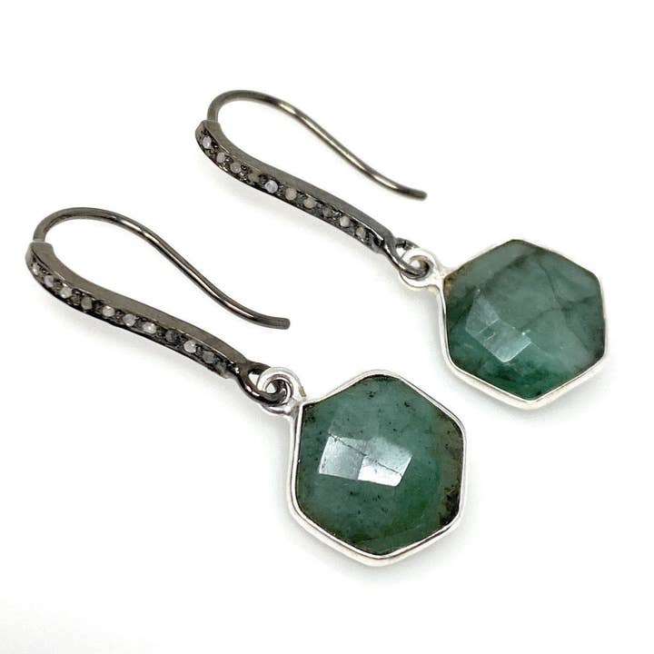 Akstar Gems – wholesale Hängande örhängen – Äkta smaragdörhängen, Pave Diamond Örhängen, Sterling Silver Ädelsten örhängen, gåvor till henne