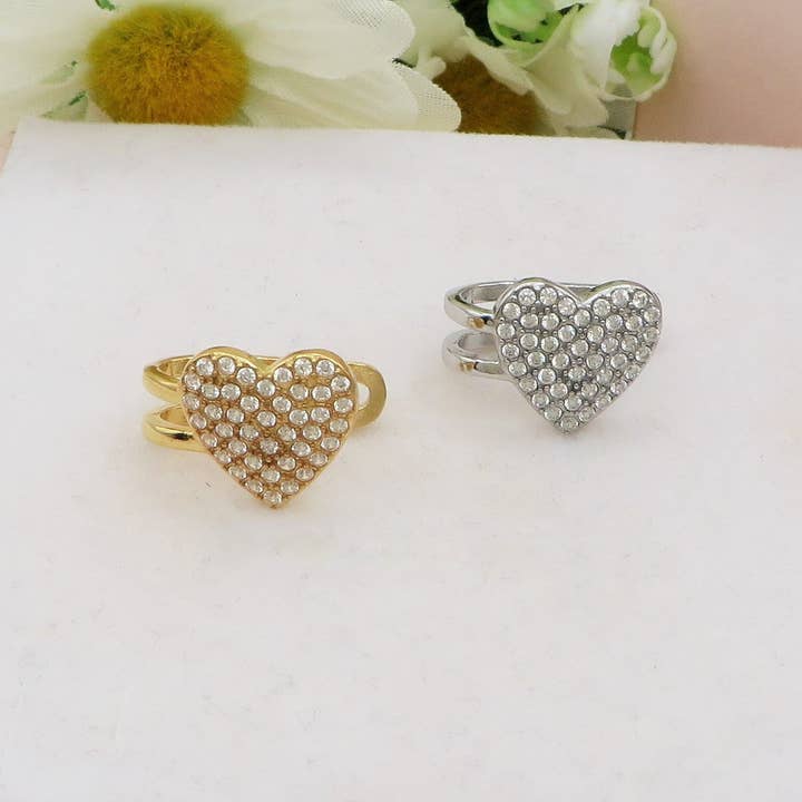 ADELE ~ Earcuff mono orecchino SENZA buco a CUORE con cubic zirconia RAINBOW for wholesale by Daemon srls