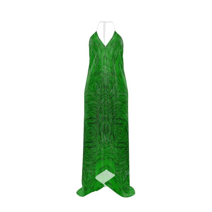 Ripples grøn halterneck-kjole uden ryg for engroshandel hos Ally Bee Design