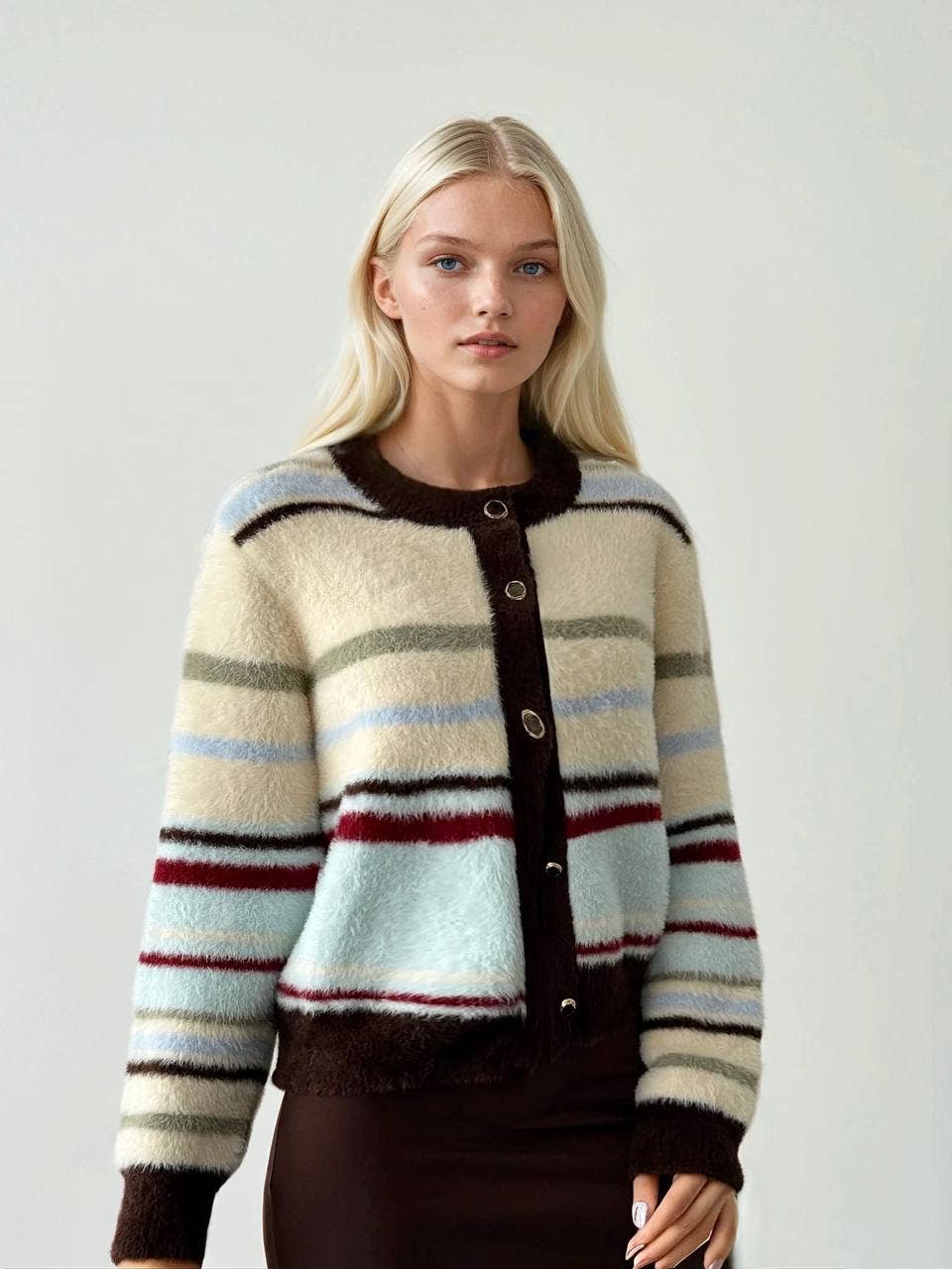 Anaz - Wholesale Knit Sweater - Women's - Multi-colored Stripes Sweater