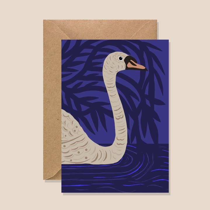 'There Once was a Swan called Nina' Greetings Card for wholesale by Kiran Ravilious