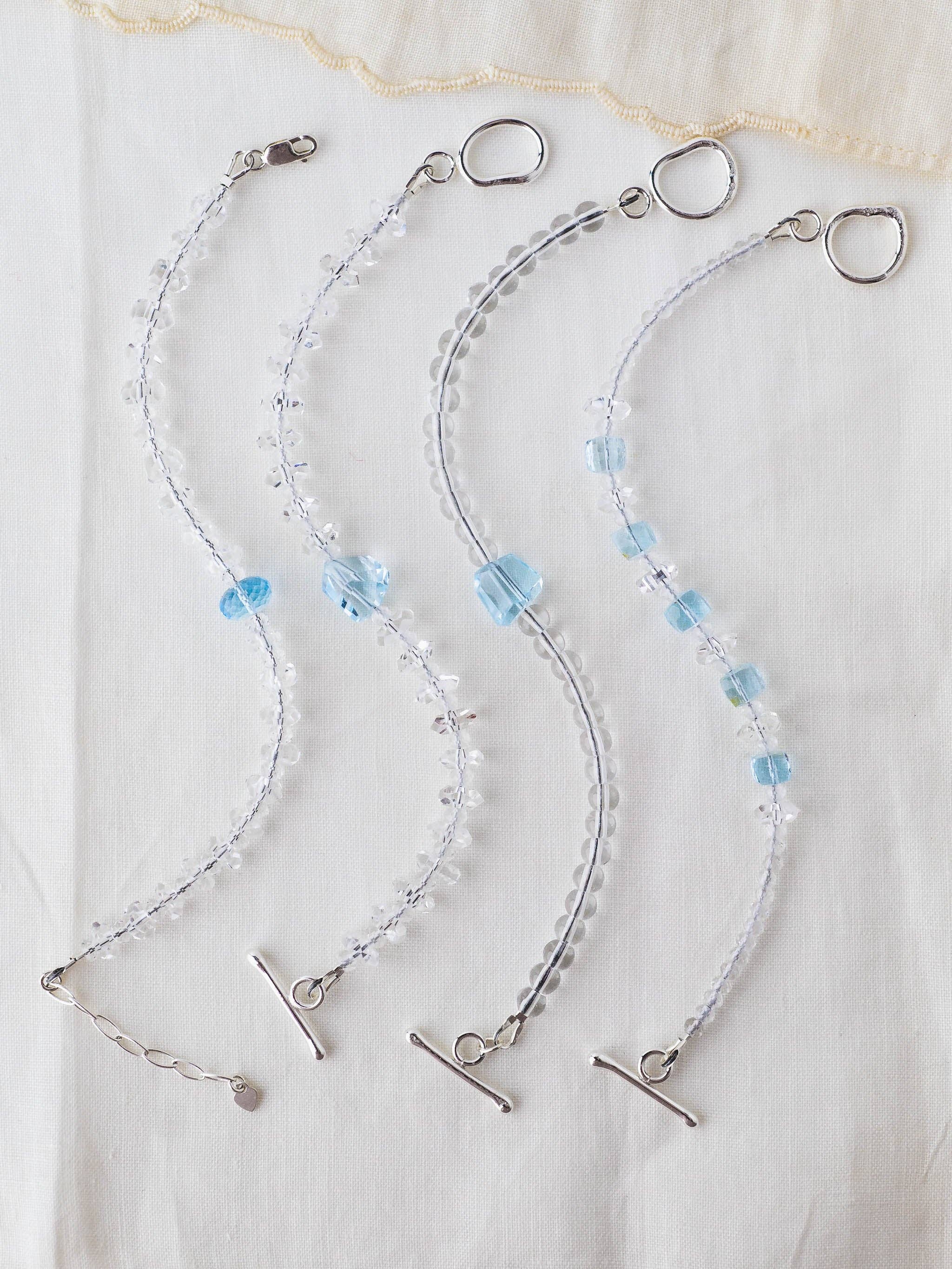 LoveGem Studio LLC - Wholesale Beaded Bracelet - Geometric Sky Blue Topaz & Quartz Bracelet – Modern Harmony Jewelry with Argentium Silver Toggle3