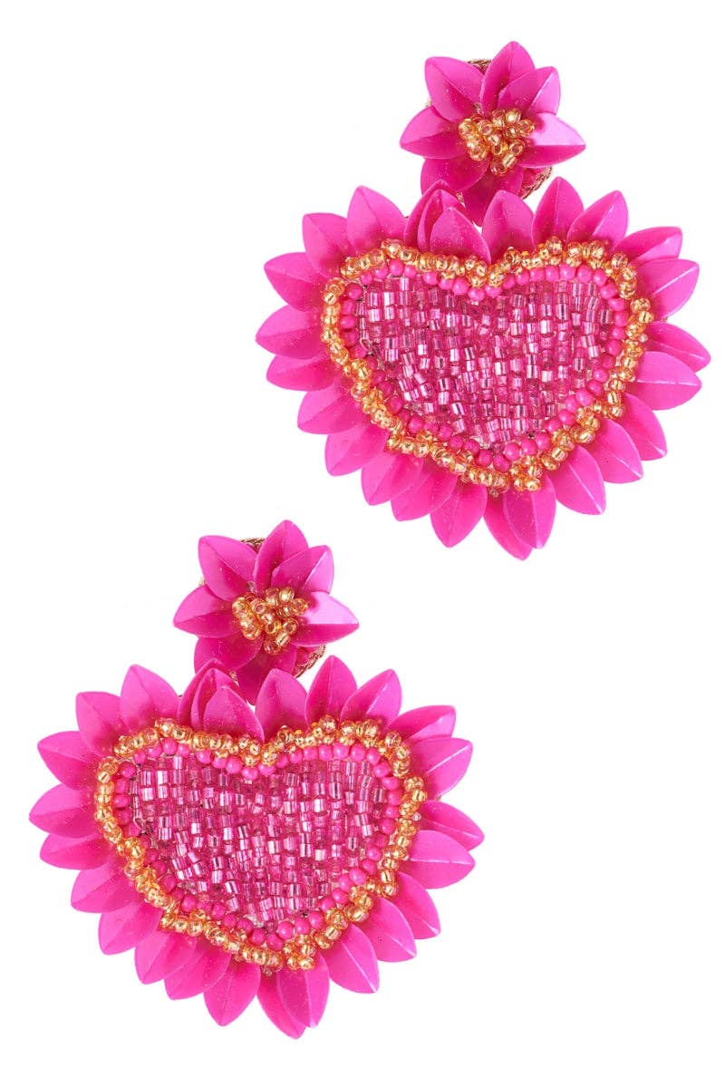 Designature New York – Brincos de argola por atacado – Brincos de Flor com Coração de Dia dos Namorados com Missangas0