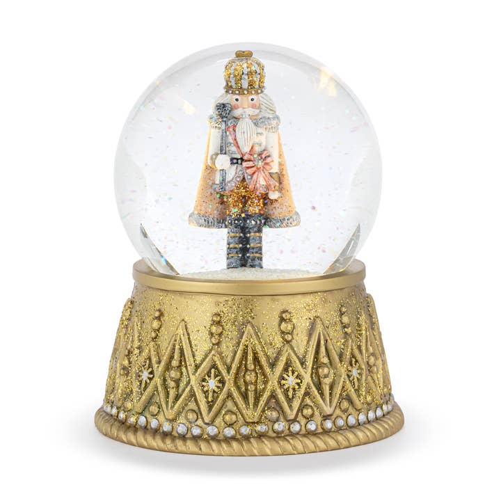 Nutcracker Lit Silver and Gold Snow Globe - 4.5x6in for wholesale by DEMDACO
