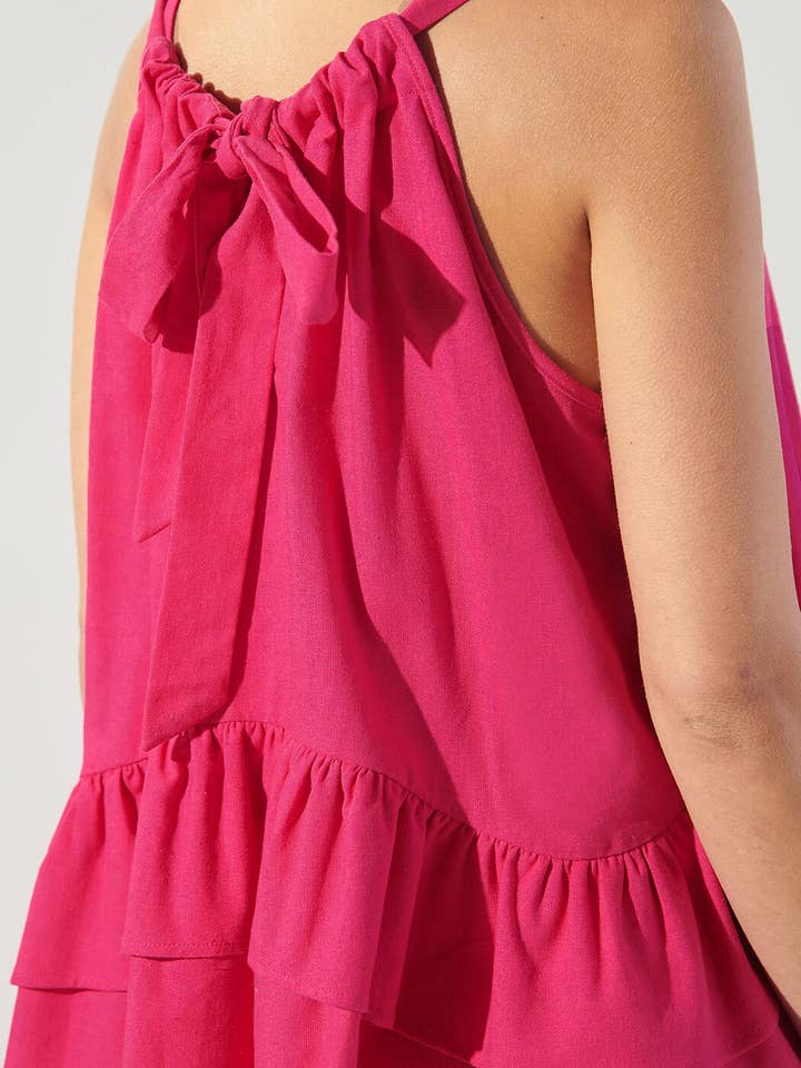 Fuschia Lizette Tie Back Trapeze Top for wholesale on Faire