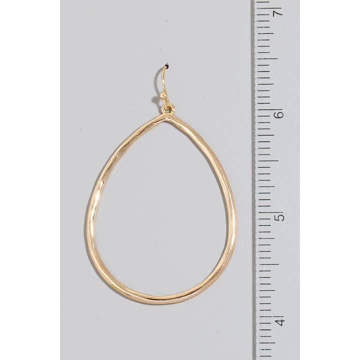 The Looks by Fame Accessories - Wholesale Dangle Earrings - Hammered Metallic Tear Dangle Earrings
