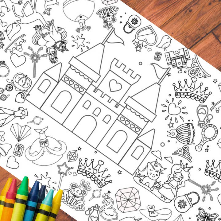 Creative Crayons Workshop – Großhandel Tischdecke zum Ausmalen – Kind & Baby – Prinzessin Mal-Tischdecke | Prinzessinnen Partydekoration