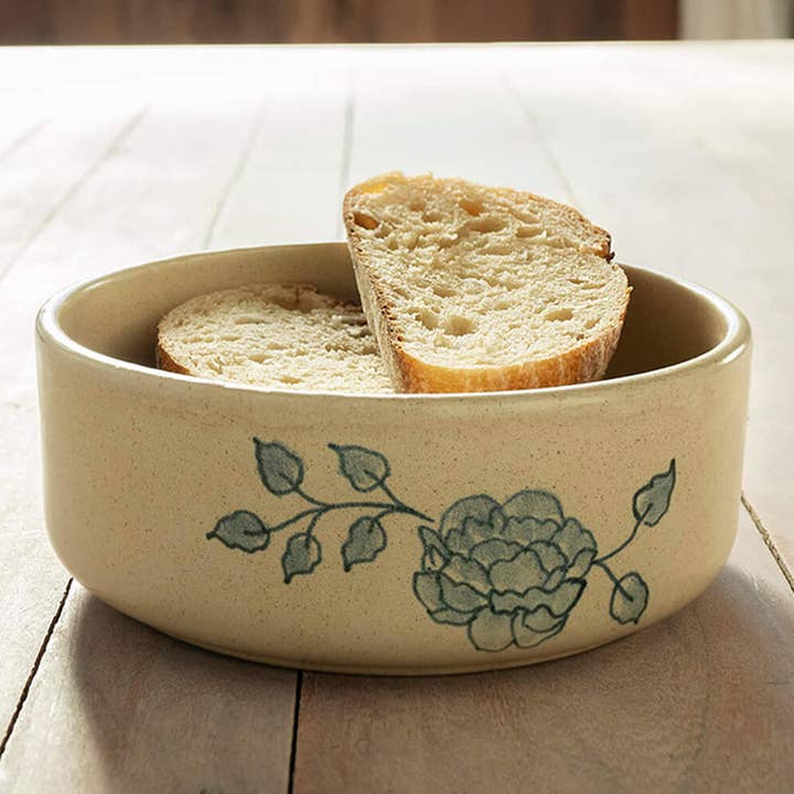 Handmade Ceramic Floral Serving Bowl for wholesale by Kudrati LLC