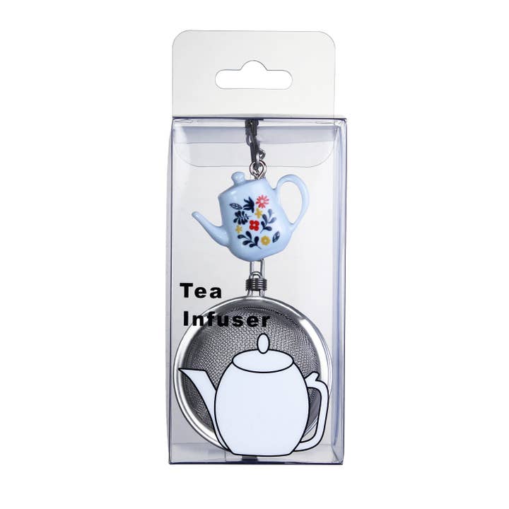 Prodyne - Wholesale Tea Strainer/Infuser - Decorated Blue Teapot & Teacup Stainless Steel Tea Infuser  1