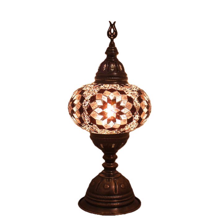Import Corner - Wholesale Accent/Desk Lamp - 86118: 7" MOSAIC PEDESTAL LAMP - TOUCH BASE