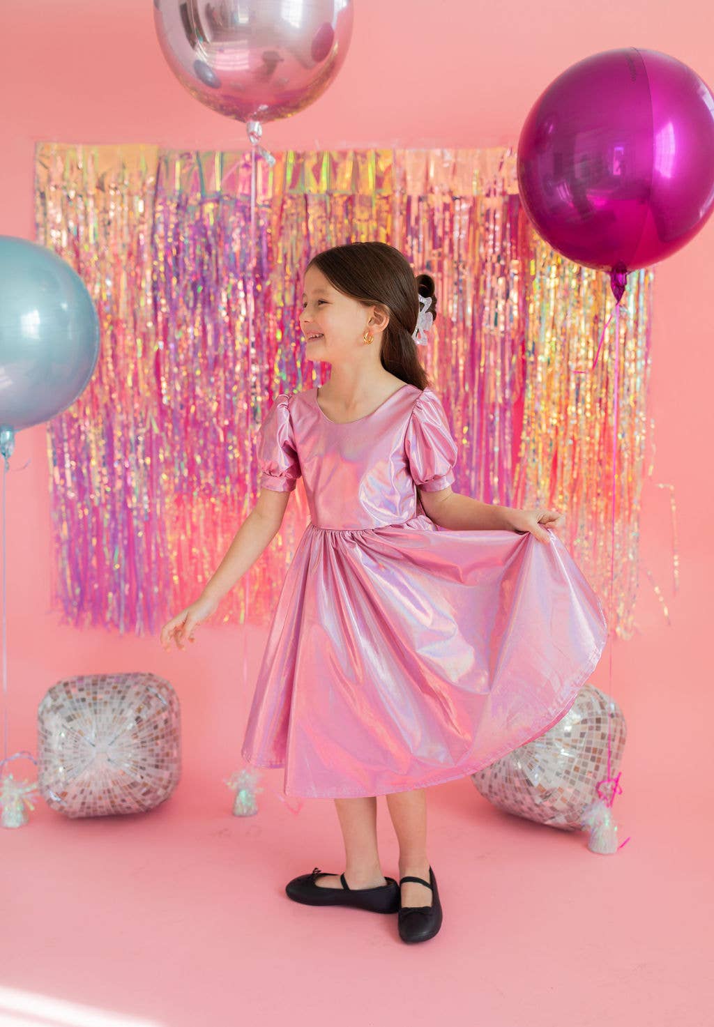 Ollie Jay – wholesale Klänning – Barn – Puffklänning i rosa lamé10