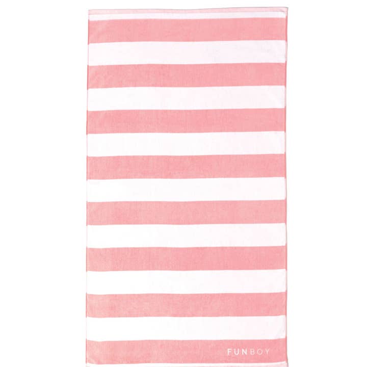 FUNBOY - Wholesale Beach Towel - Pink Striped Cabana Towel